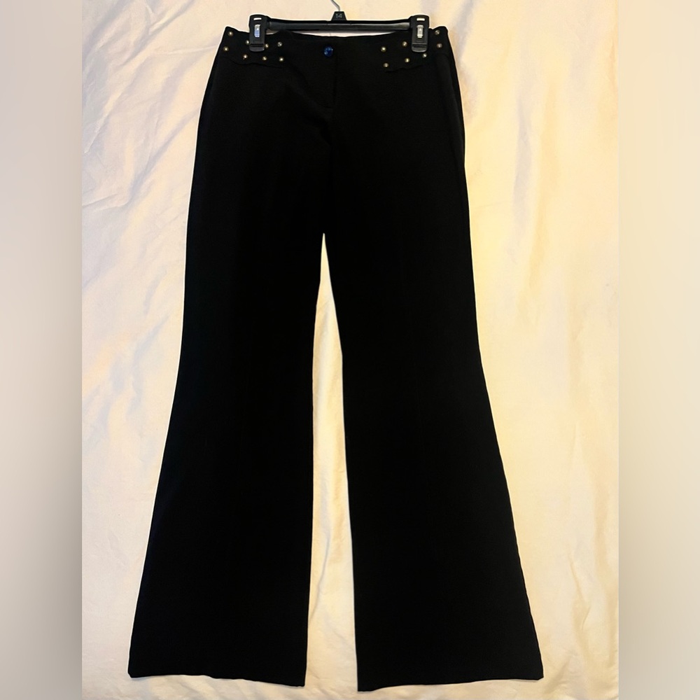 Ing Black Flare Leg Trousers Pants with Stud Details